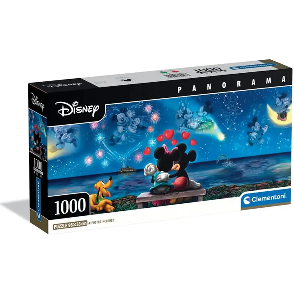 Disney - Mickey és Minnie varázslatos éjszakája 1000db-os panoráma puzzle poszterrel - Clementoni