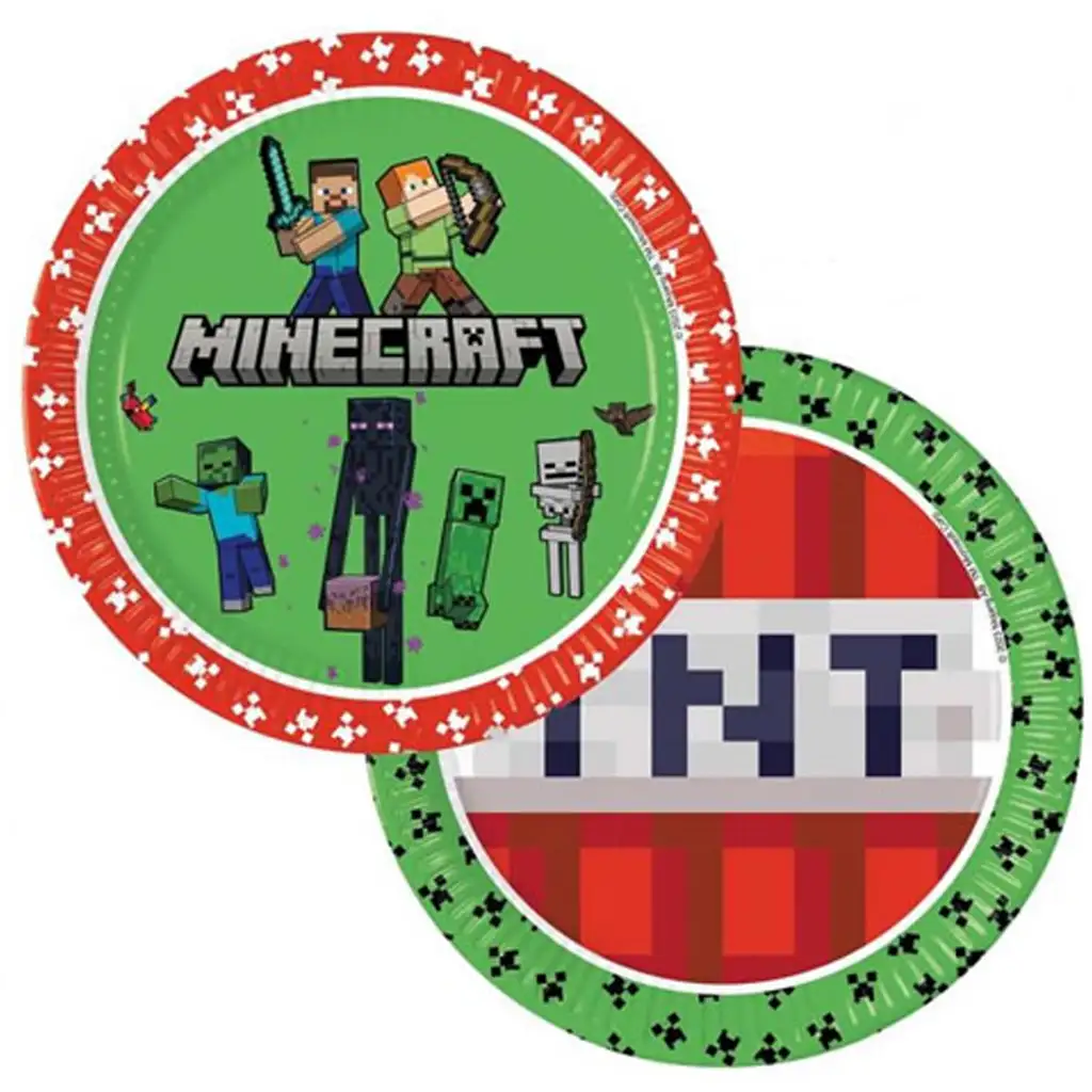 Minecraft 8db-os papírtányér szett 23cm-es