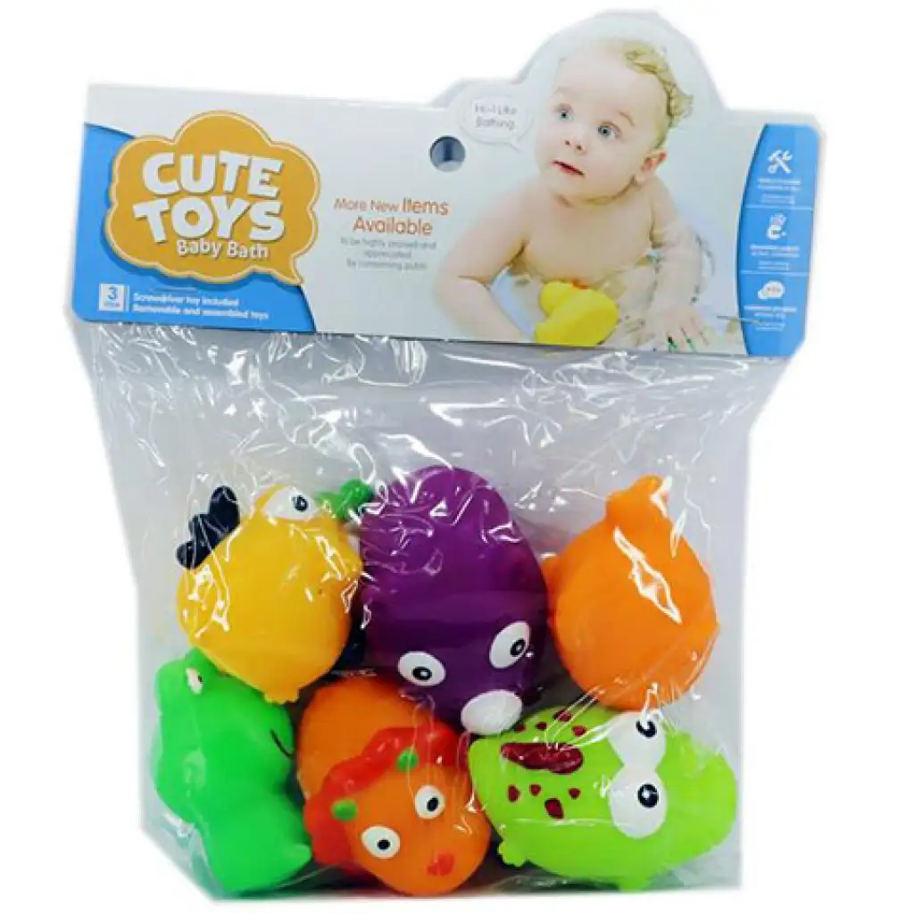 Szafari állatos puha fürdőjáték 6db-os szett