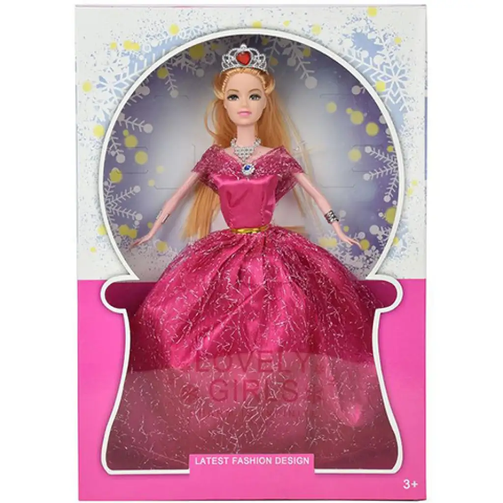 Hosszú szőke hajú divatbaba estélyi ruhában 29cm