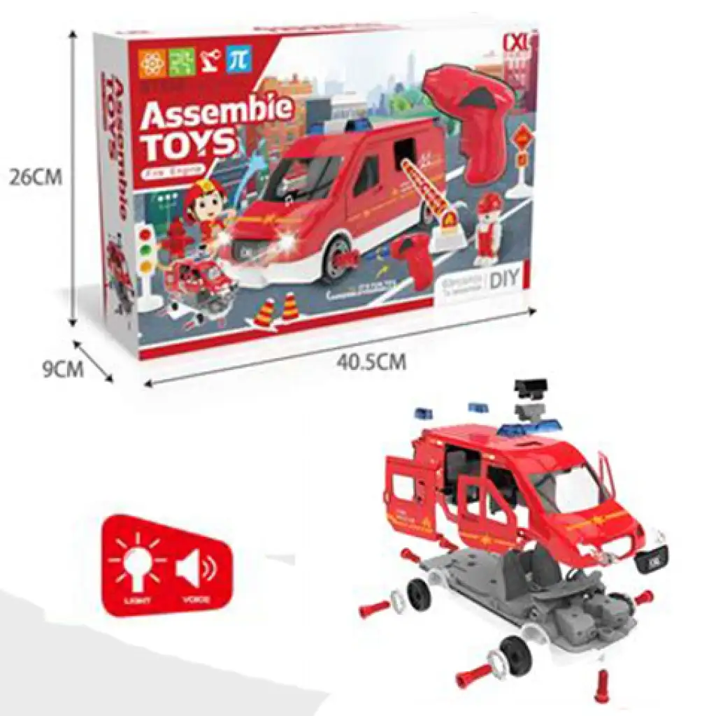 DIY csináld magad összeszerelhető tűzoltóautó fény és hang effektekkel 63db-os készlet kép 2