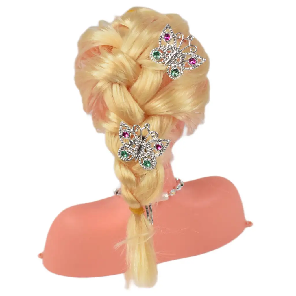 Angell: Fodrászolható és fésülhető babafej tiarával és kiegészítőkkel 21cm kép 3