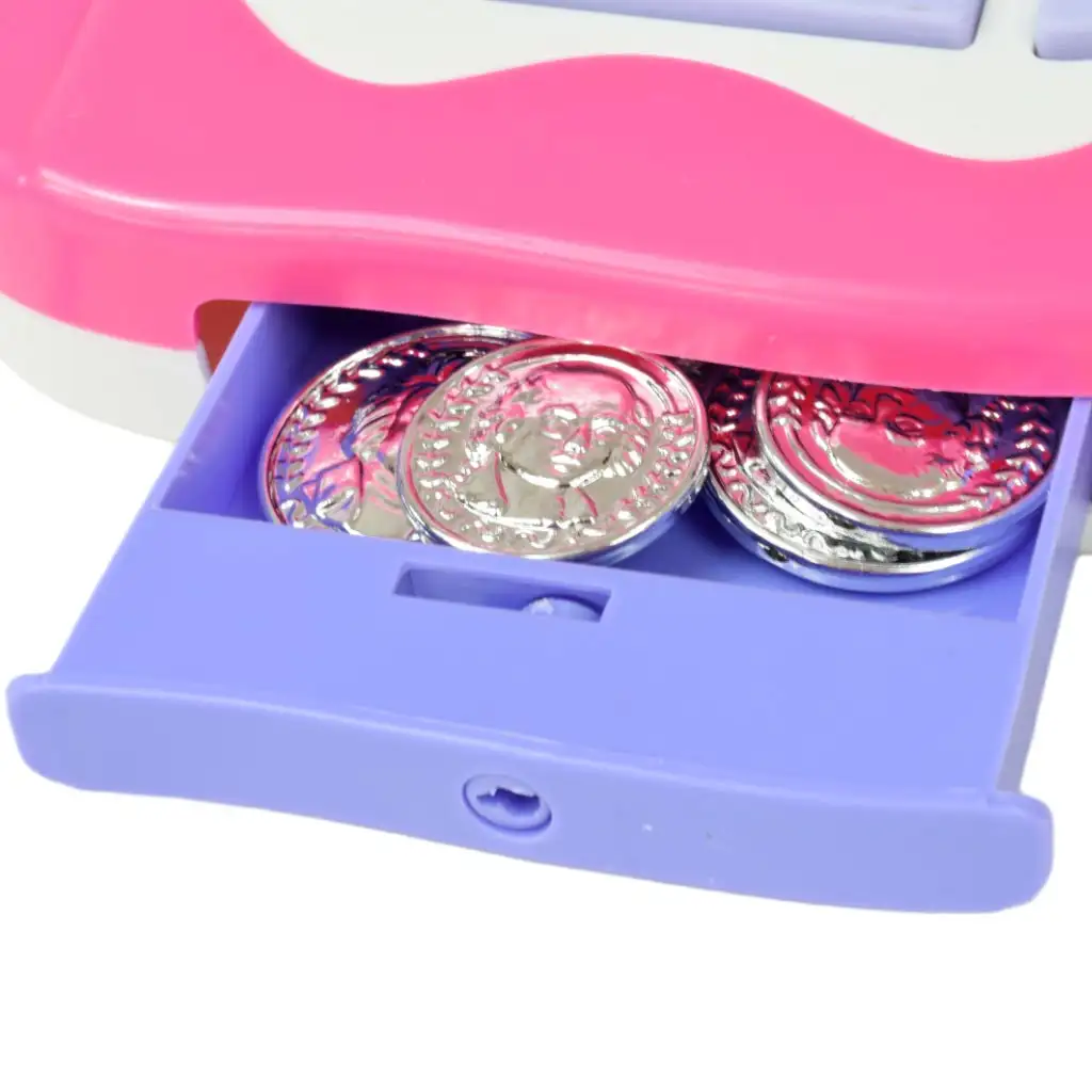 Happy Shopping: Fehér-rózsaszín pénztárgép hanggal és kiegészítőkkel 20x12cm kép 4