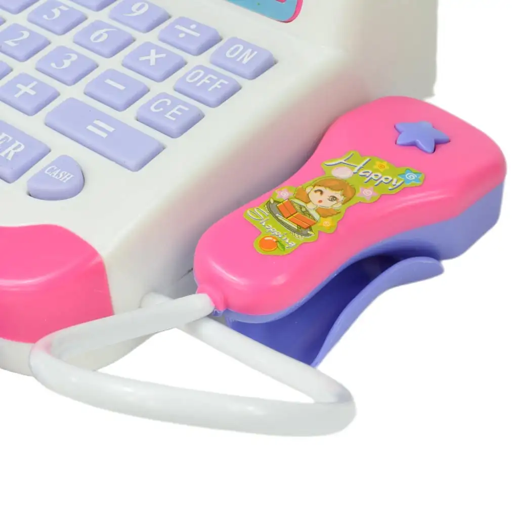 Happy Shopping: Fehér-rózsaszín pénztárgép hanggal és kiegészítőkkel 20x12cm kép 8