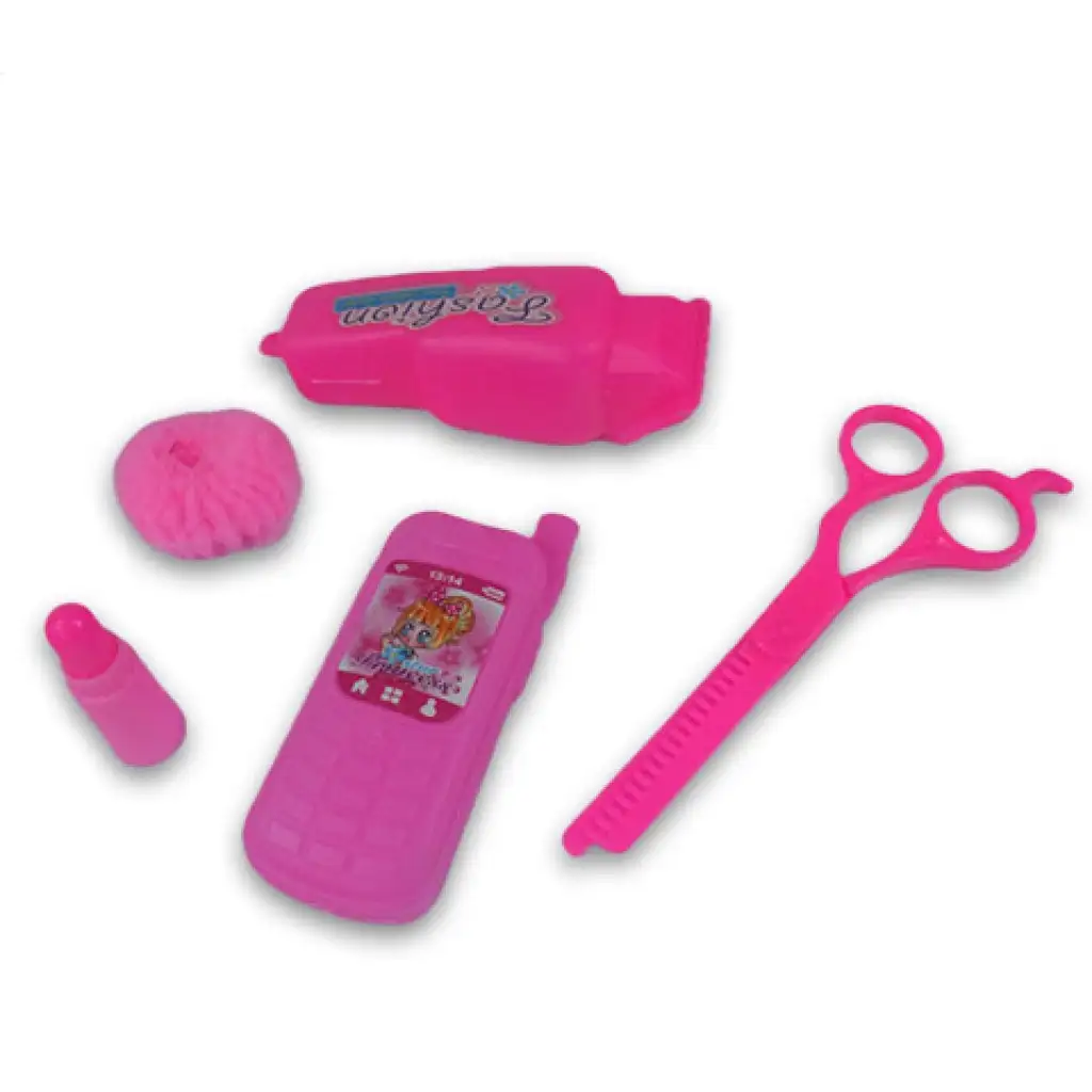 Rózsaszín 8 részes szépségszett telefonnal, ollóval és kiegészítőkkel kép 3