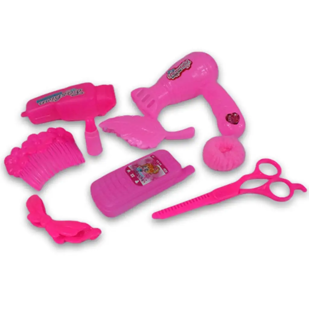 Rózsaszín 8 részes szépségszett telefonnal, ollóval és kiegészítőkkel
