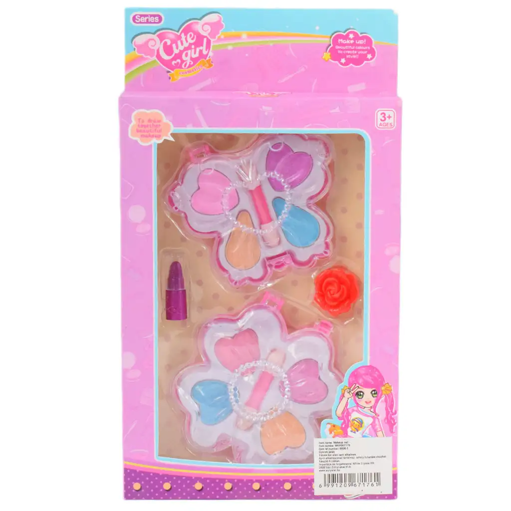 Cute Girl: Smink szett virág és pillangó alakú sminkpalettával és kiegészítőkkel kép 5