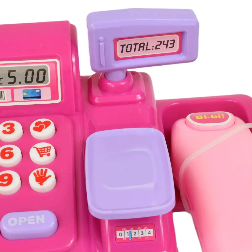 Happy Shopping: Rózsaszín pénztárgép hanggal és kiegészítőkkel 23x14cm kép 6