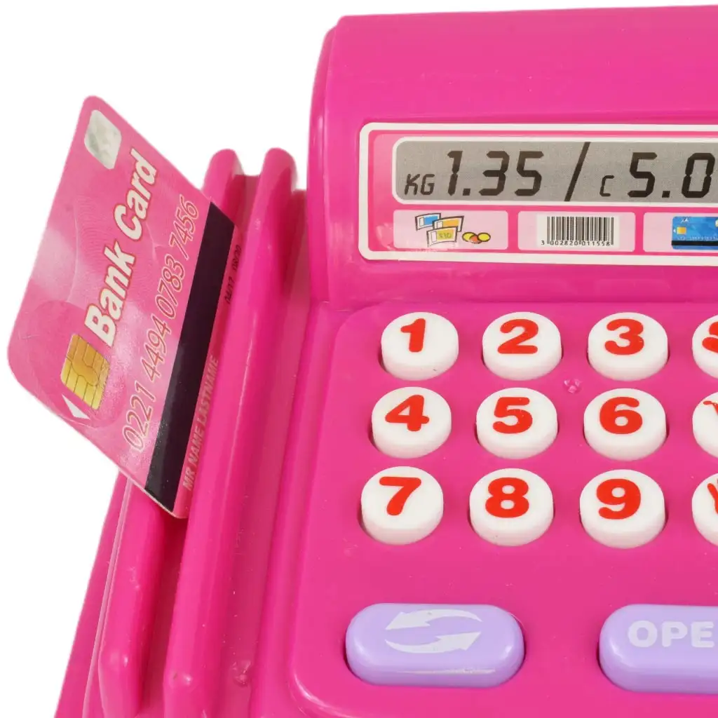 Happy Shopping: Rózsaszín pénztárgép hanggal és kiegészítőkkel 23x14cm kép 7