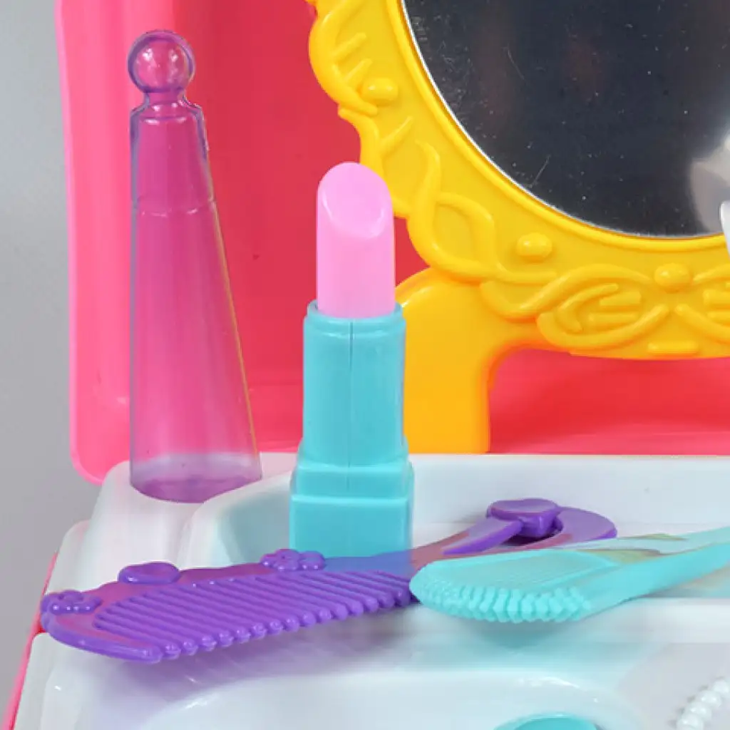 Rózsaszín szépségszett hátizsákban játék sminkekkel, tükörrel és kiegészítőkkel kép 5