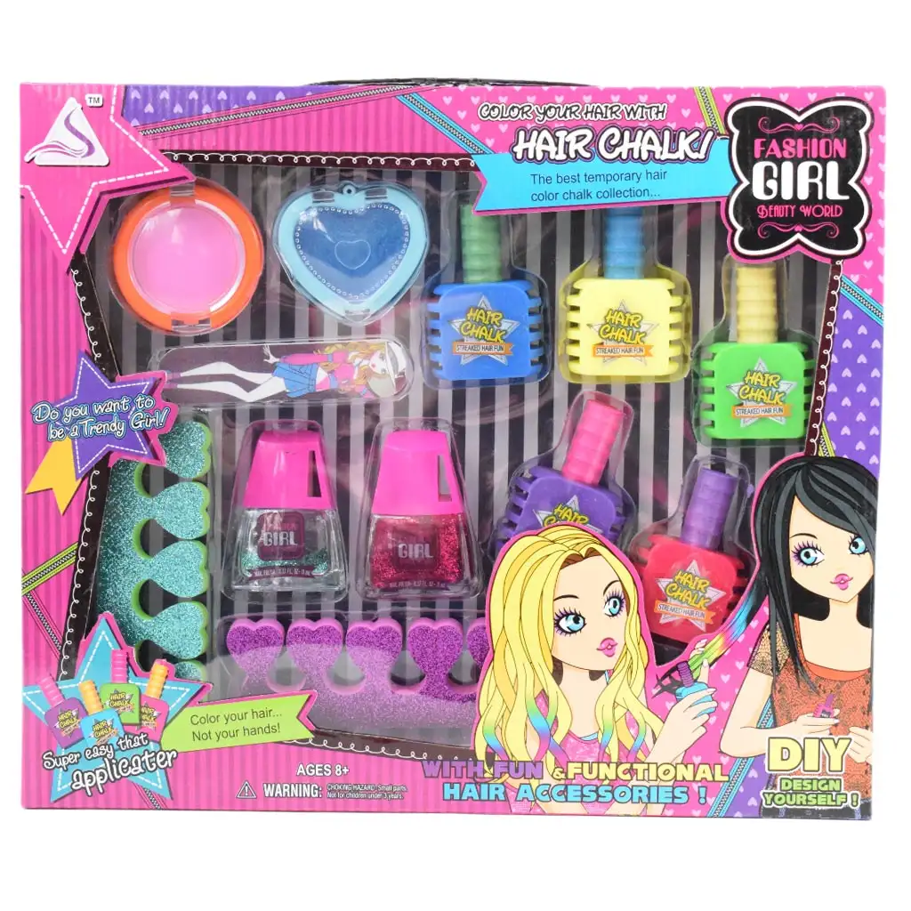 Fashion Girl: Sminkszett hajkrétával, sminkekkel és ujjelválasztó szivaccsal kép 4