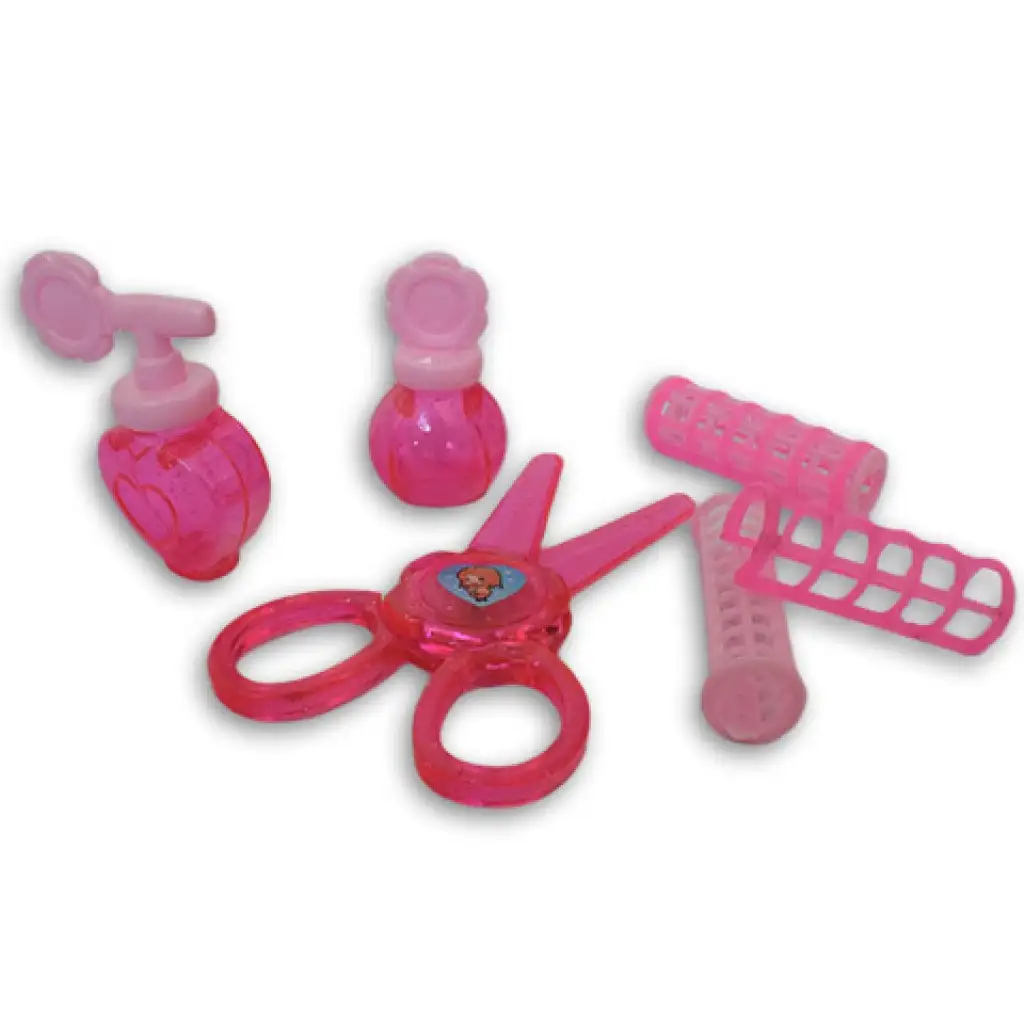 Rózsaszín 10 részes szépségszett ollóval, hajszárítóval és kiegészítőkkel kép 3