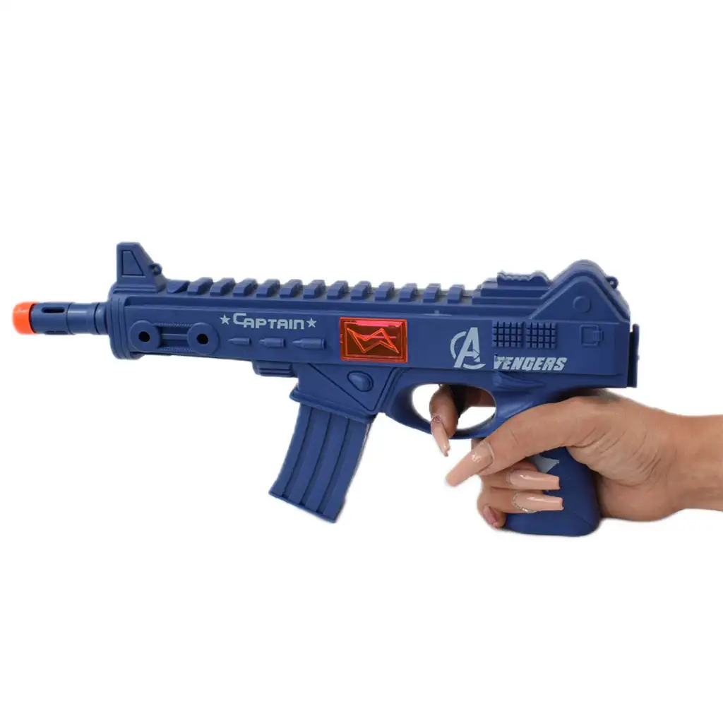Flint Gun: Kék katonai gépfegyver lövést imitáló funkcióval 30cm kép 4