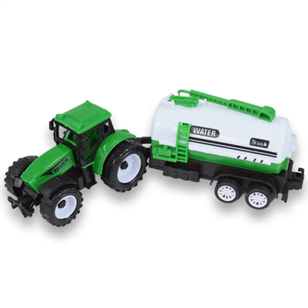 Farm Truck: Zöld két részes traktor szett utánfutóval kép 3