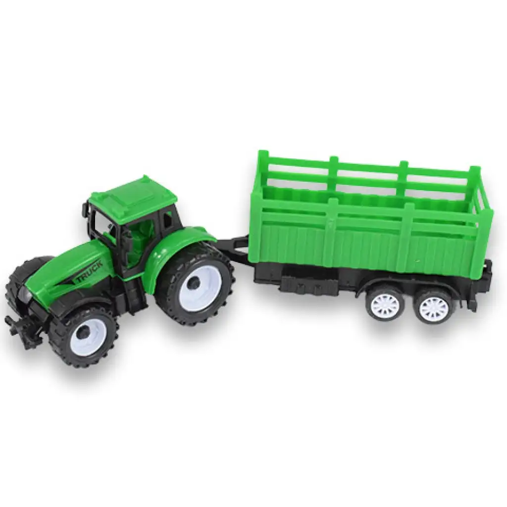 Farm Truck: Zöld két részes traktor szett utánfutóval kép 4