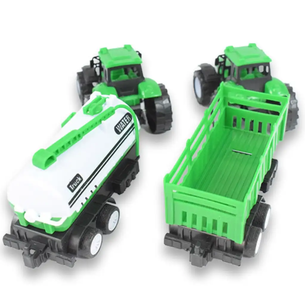 Farm Truck: Zöld két részes traktor szett utánfutóval kép 5