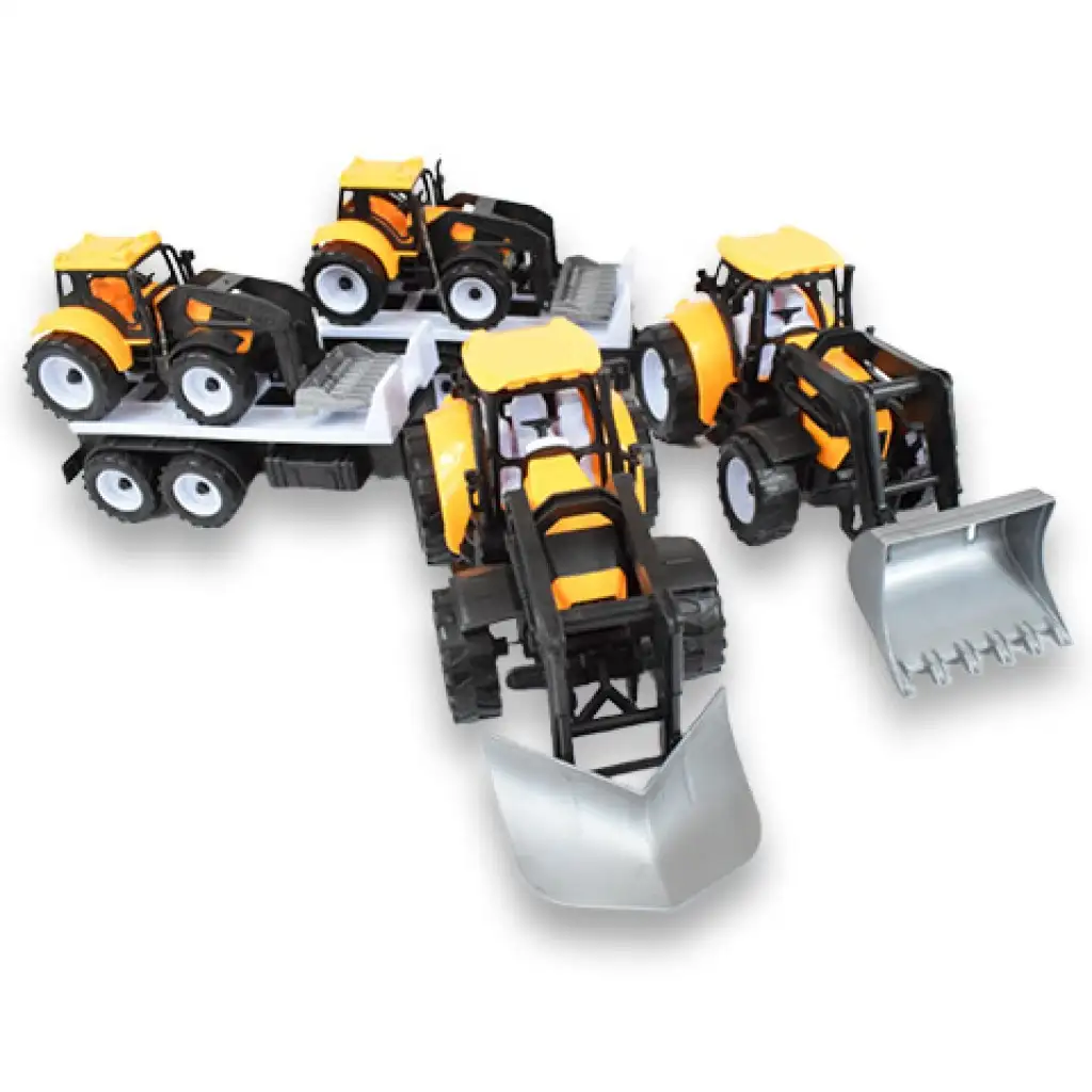 Engineering Truck: 2 részes traktor szett trélerrel és munkagéppel 46cm kép 2