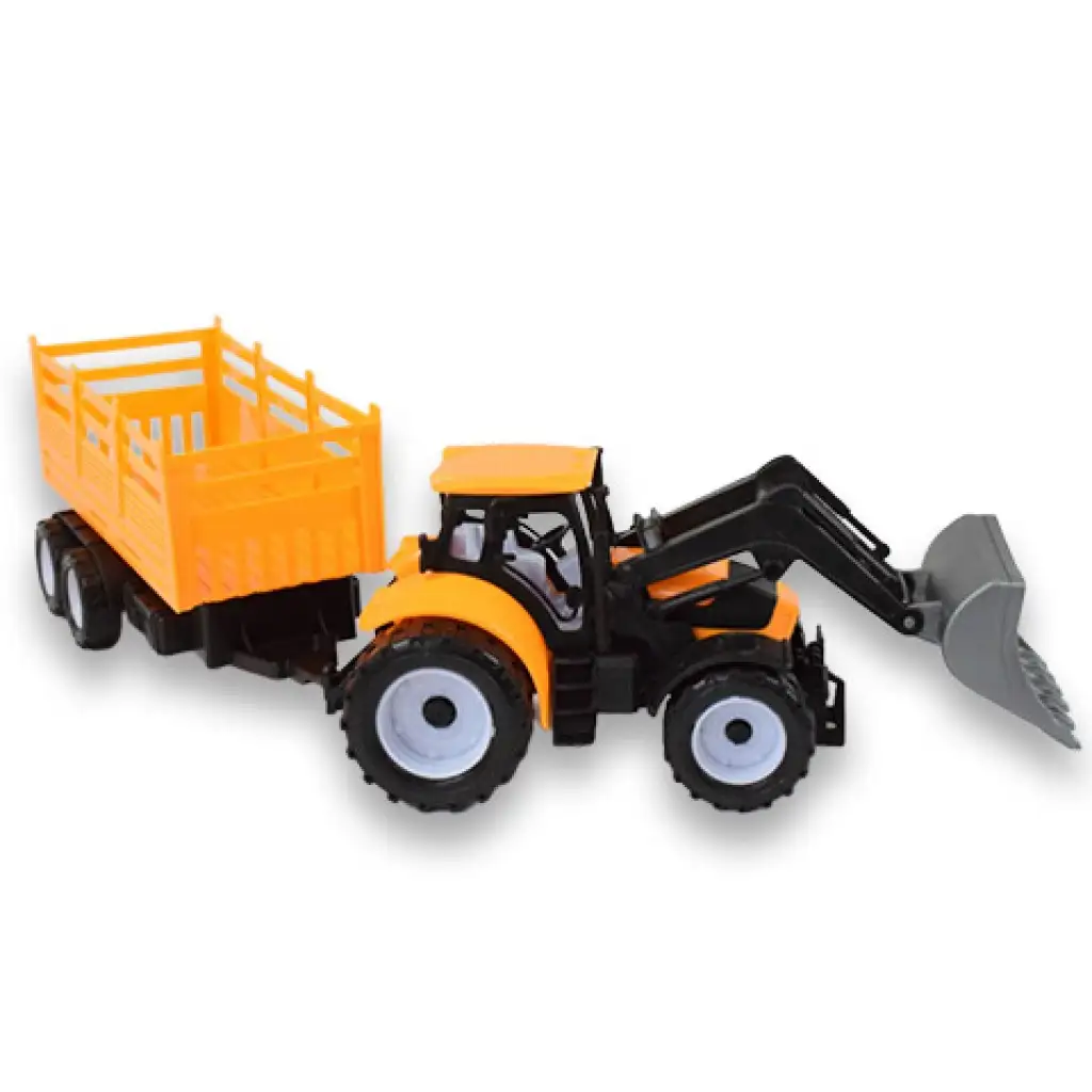 Engineering Truck: Kotró traktor munkagép kéttengelyes utánfutóval 45cm kép 5