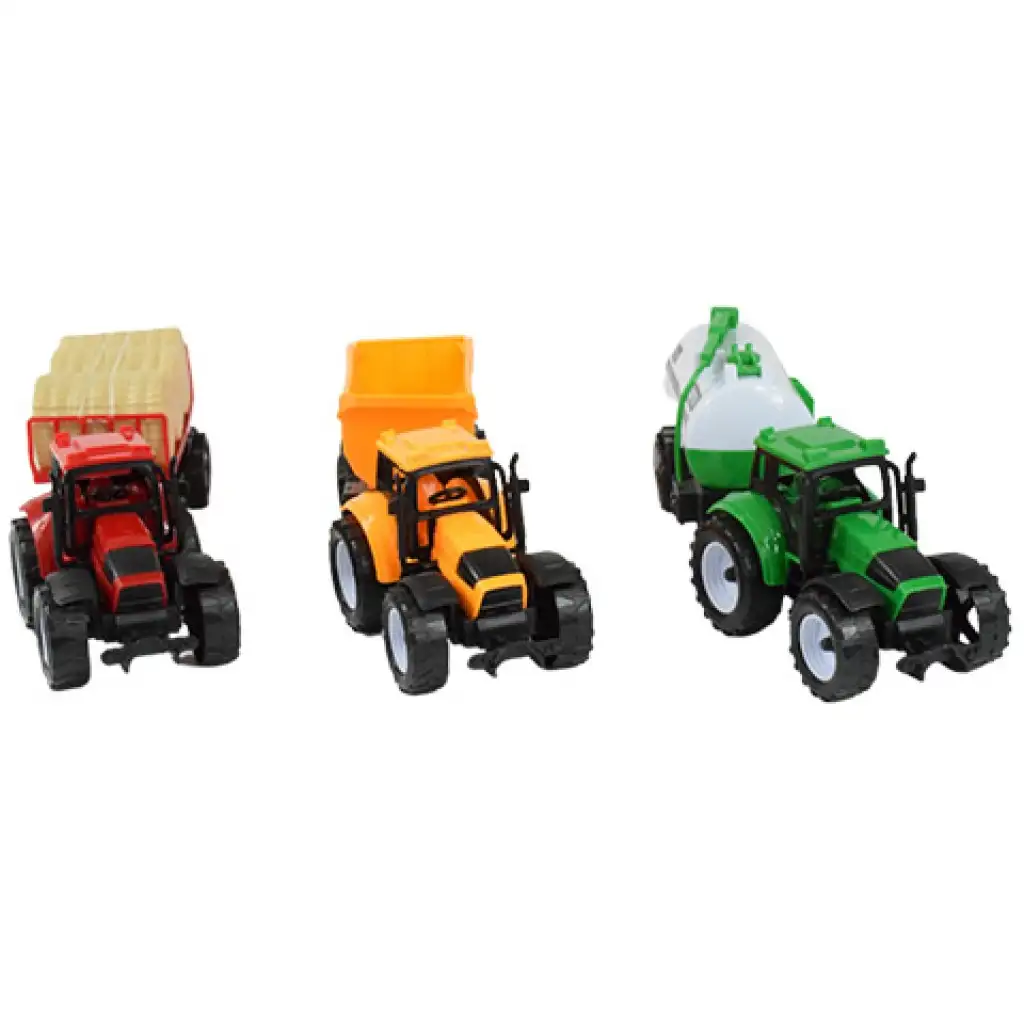 Farmer Truck: Három részes farmer traktor szett utánfutóval 28cm kép 5