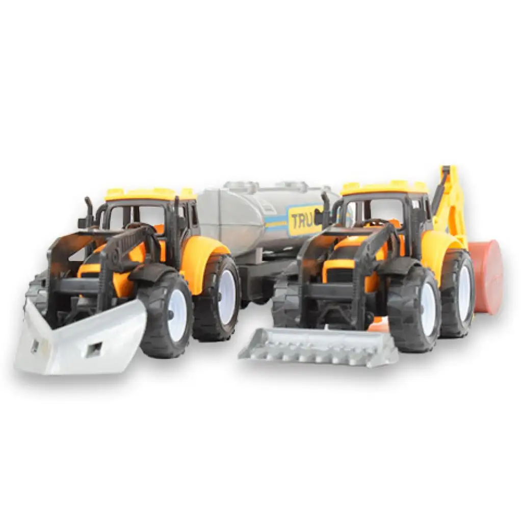 Engineering Truck: 2 részes munkagép szett traktorokkal, tartályos utánfutóval és hordóval kép 2