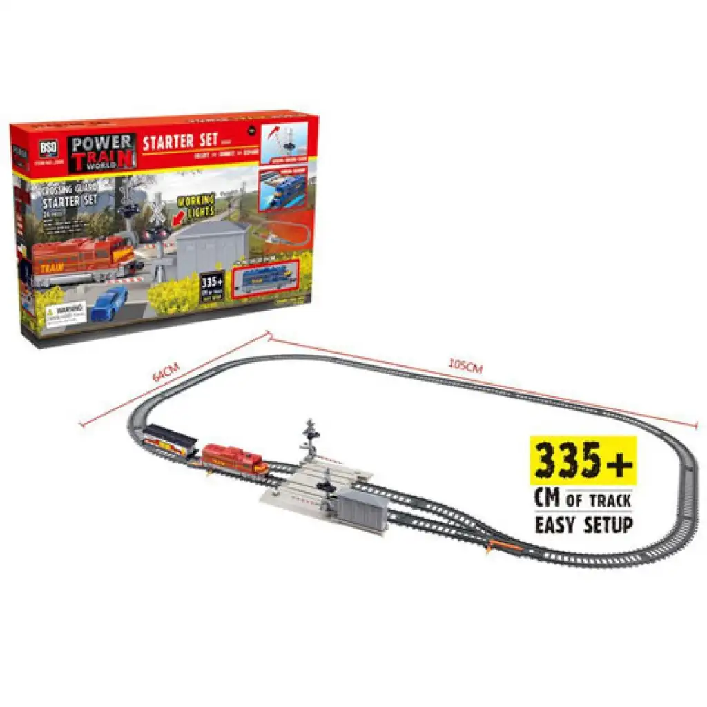 Vasúti játékszett fénnyel, 335cm sínnel