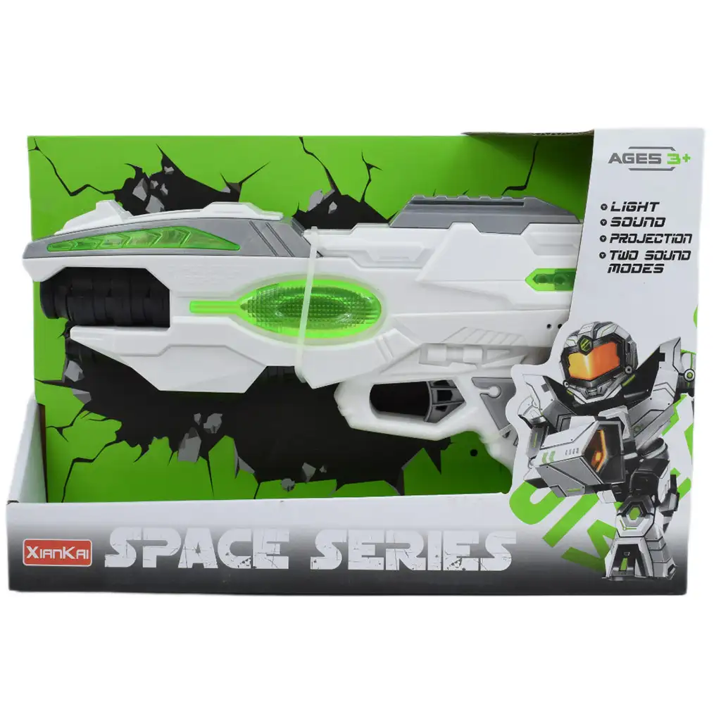 Space Series: Űrfegyver zöld fehér színben fénnyel és hanggal 25cm kép 4