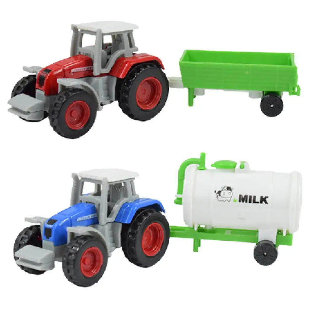 Farm World: 4 db-os mezőgazdasági traktor szett utánfutóval 1/64 kép 2