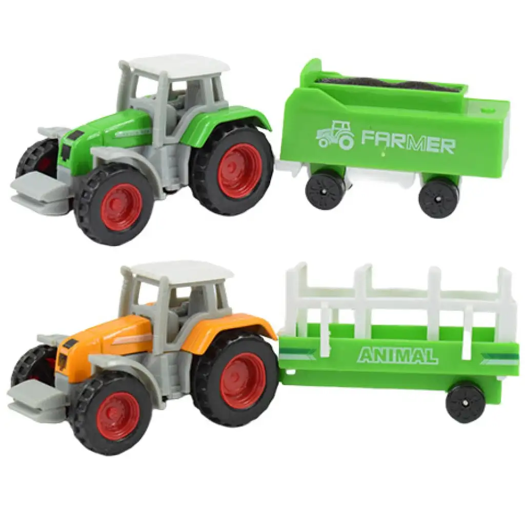 Farm World: 4 db-os mezőgazdasági traktor szett utánfutóval 1/64 kép 3