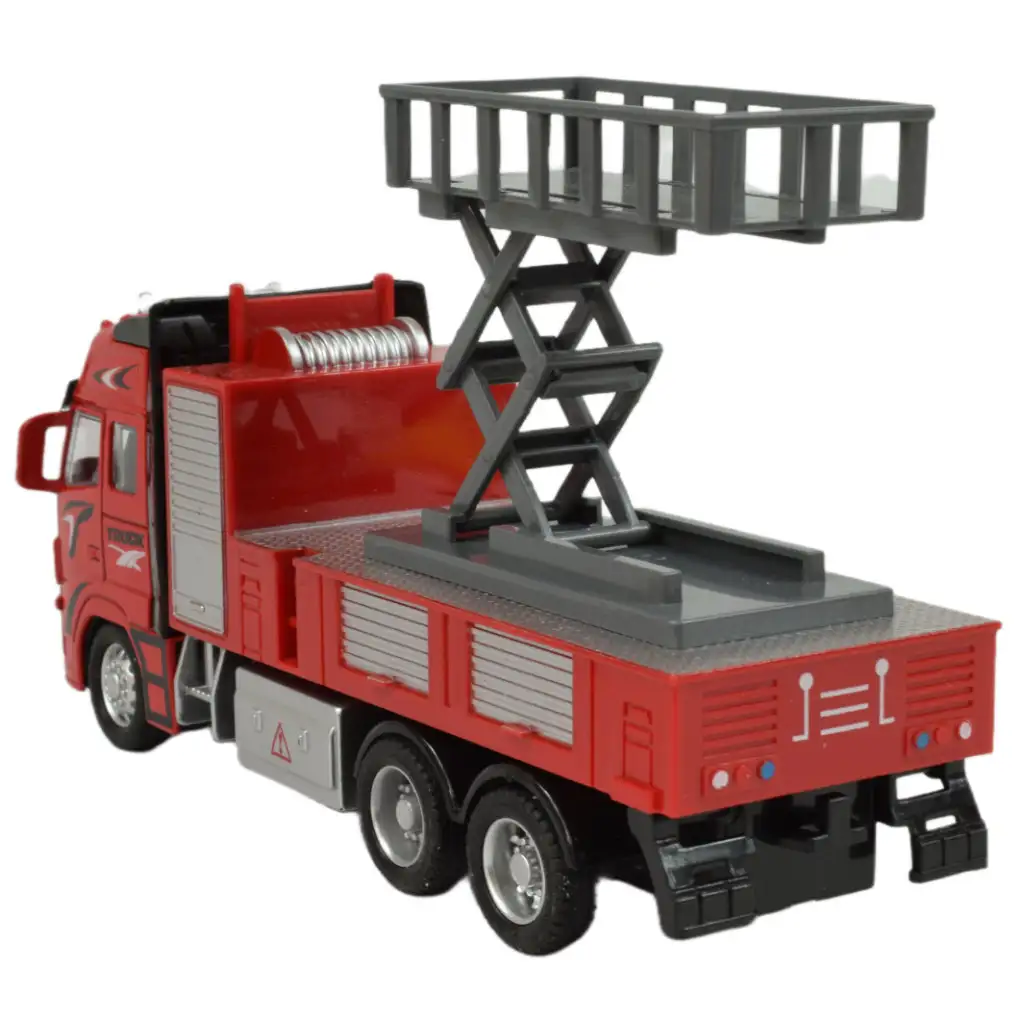 Fire Truck: Lendkerekes emelőkosaras tűzoltóautó fénnyel és hanggal 20cm kép 3