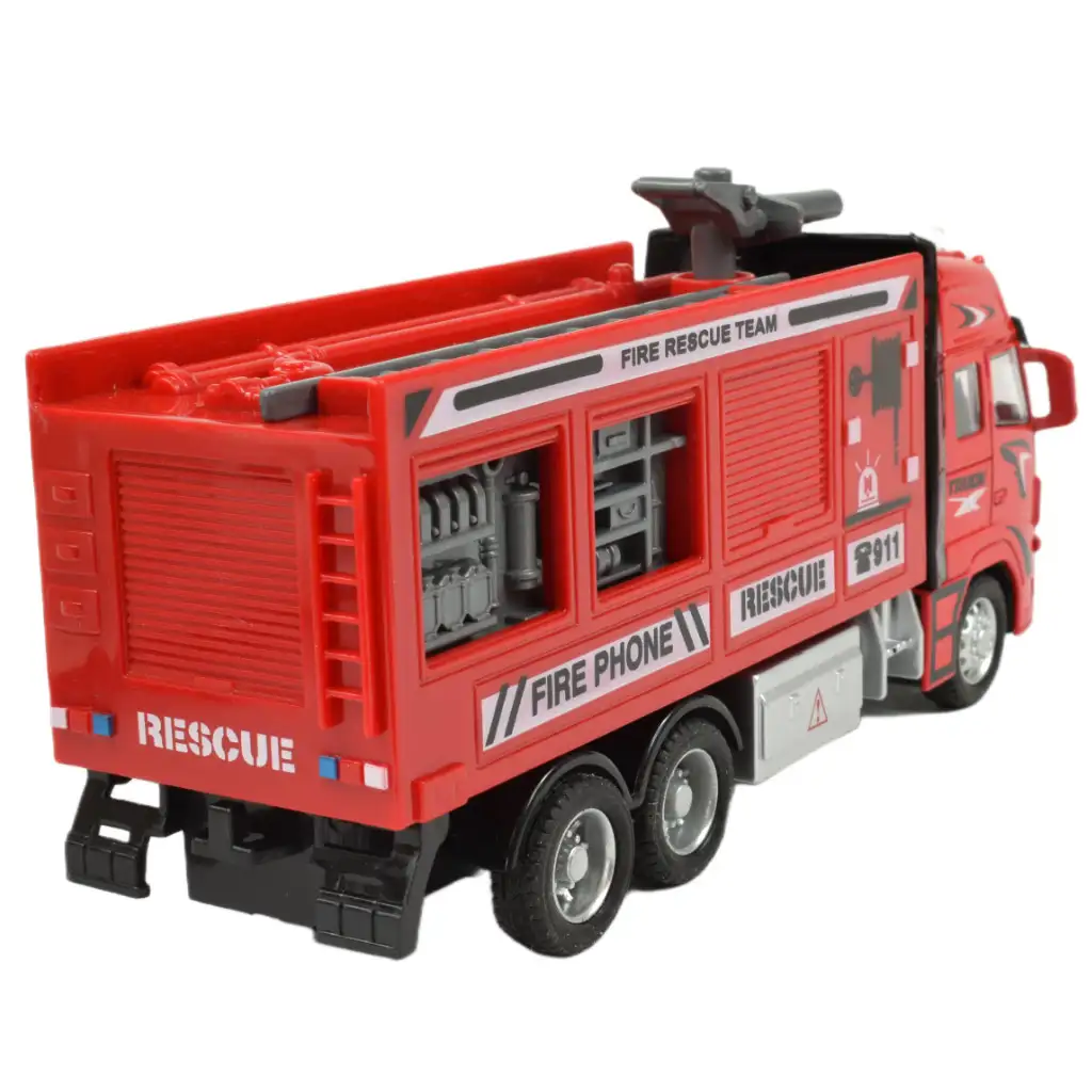 Fire Truck: Lendkerekes darus tűzoltóautó fénnyel és hanggal 20cm kép 4