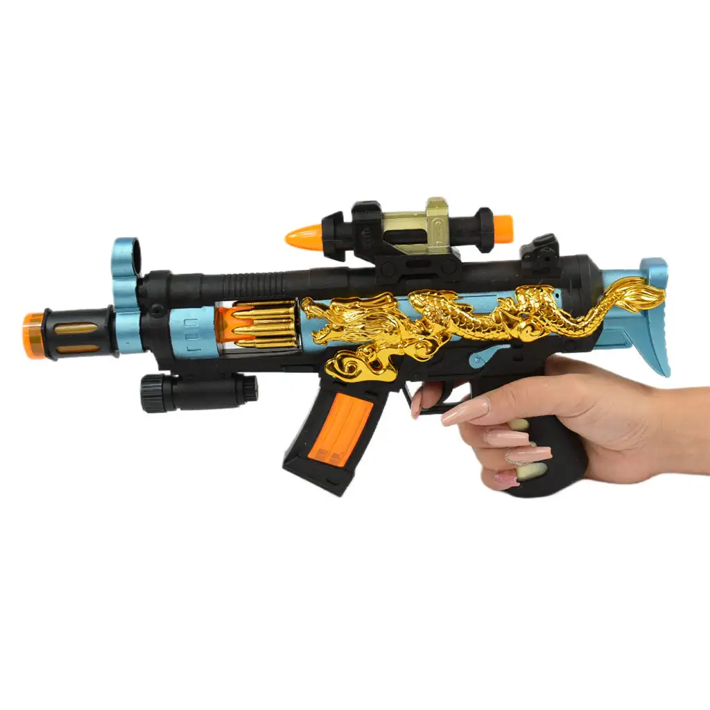 Super Weapons: Gépfegyver sárkányos mintával, fénnyel és hanggal 33cm kép 4