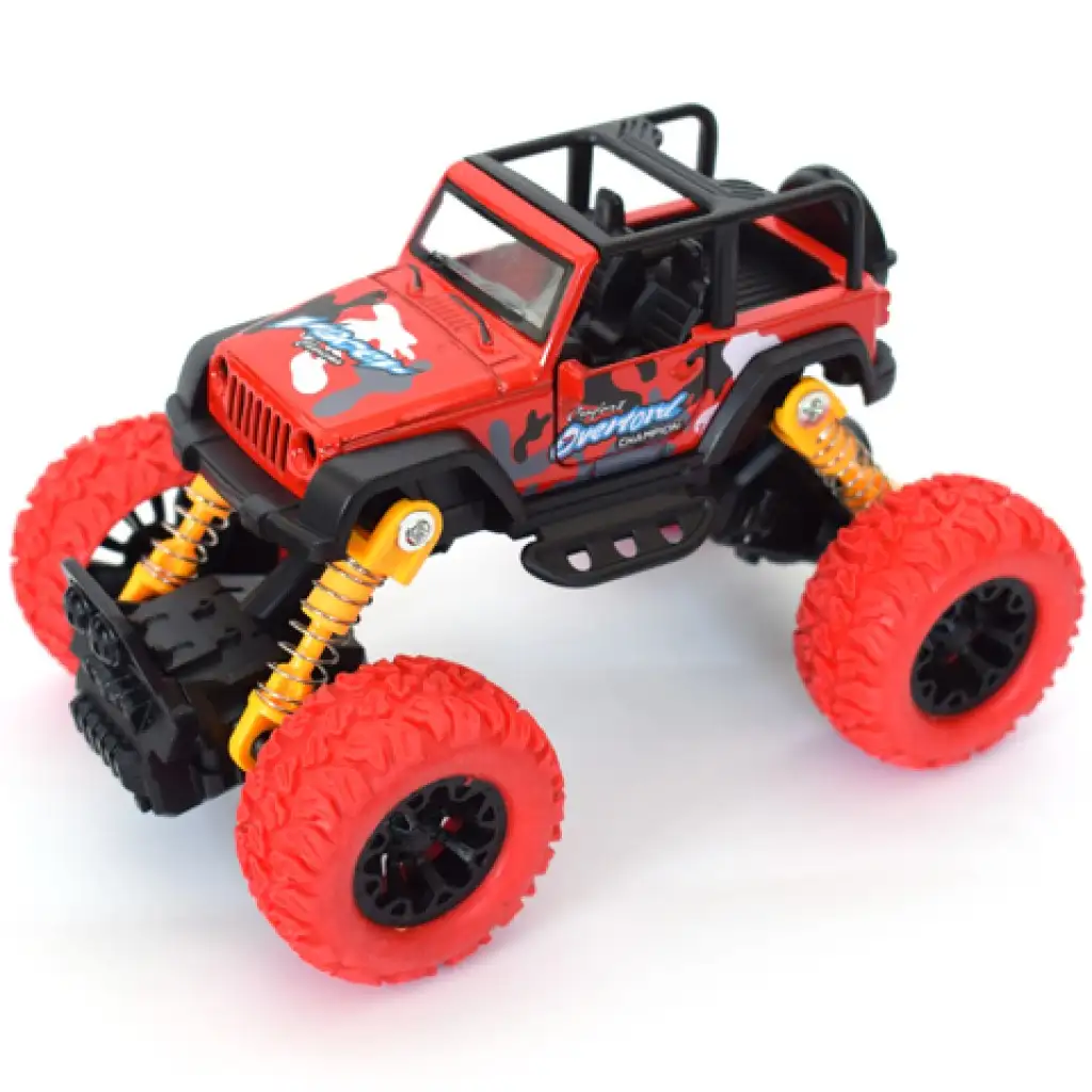 Off-Road hátrahúzós piros Jeep terepjáró 1/32 kép 2