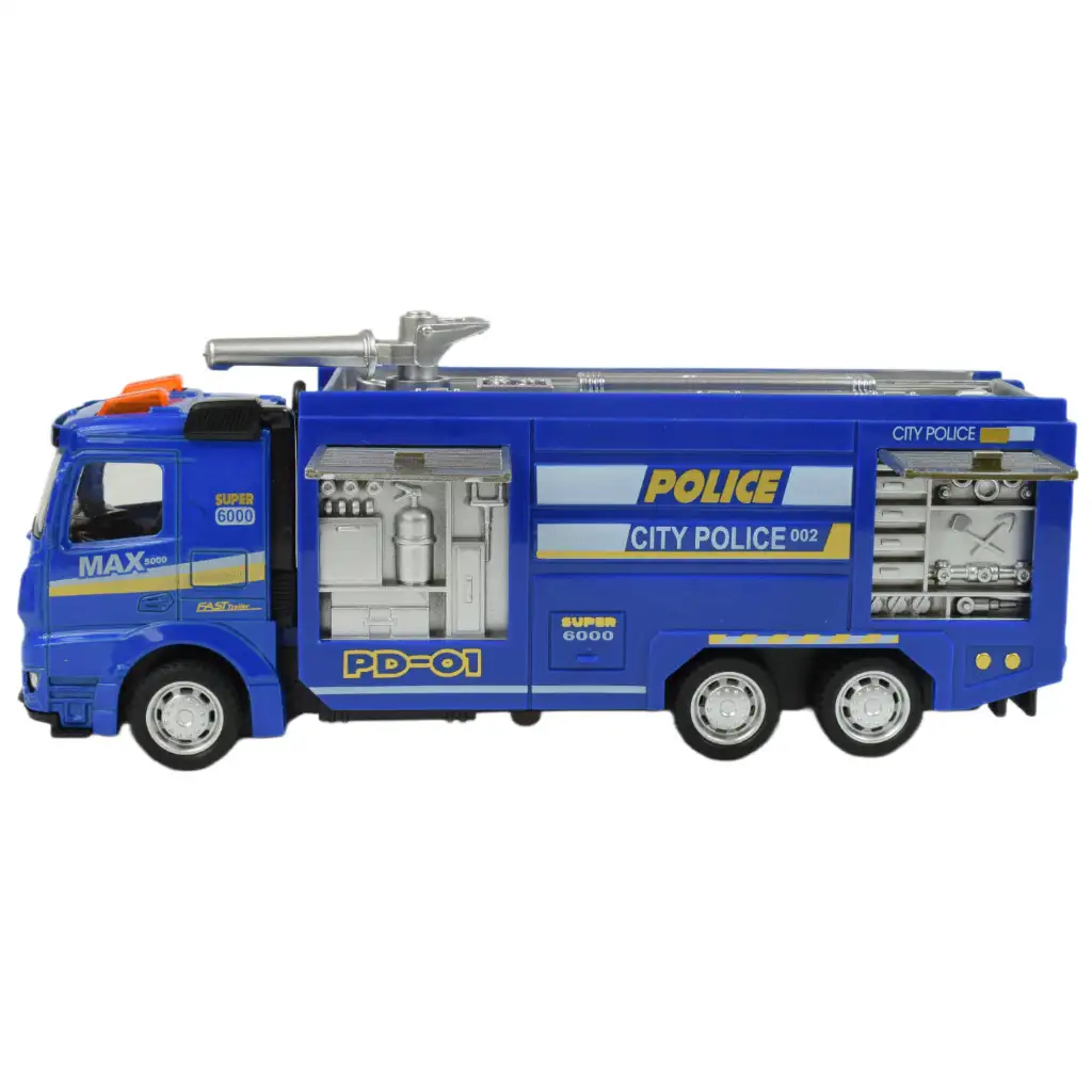 Police Set: Lendkerekes rendőrségi teherautó fénnyel és hanggal többféle változatban 19cm 1db kép 8