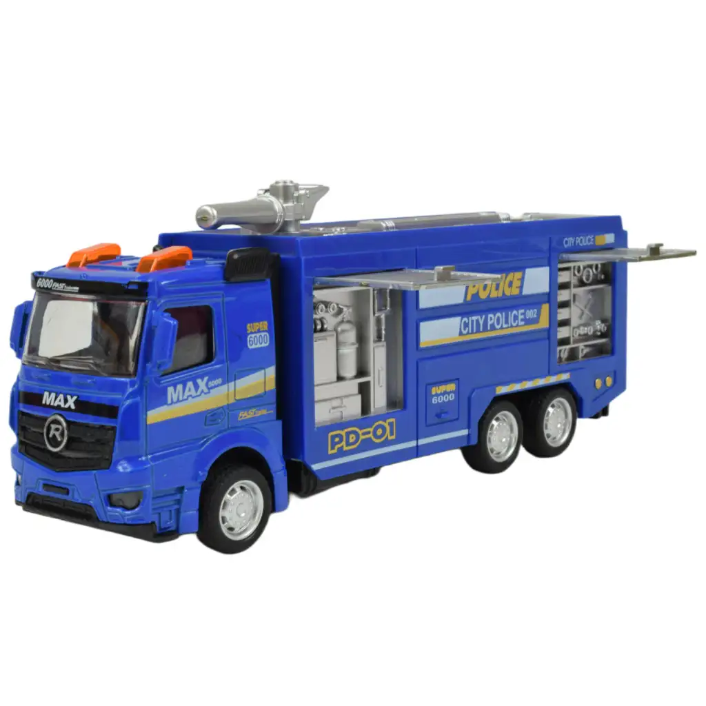 Police Set: Lendkerekes rendőrségi teherautó fénnyel és hanggal többféle változatban 19cm 1db kép 7