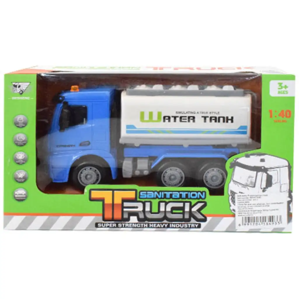 Fehér-kék víztartályos teherautó 17cm