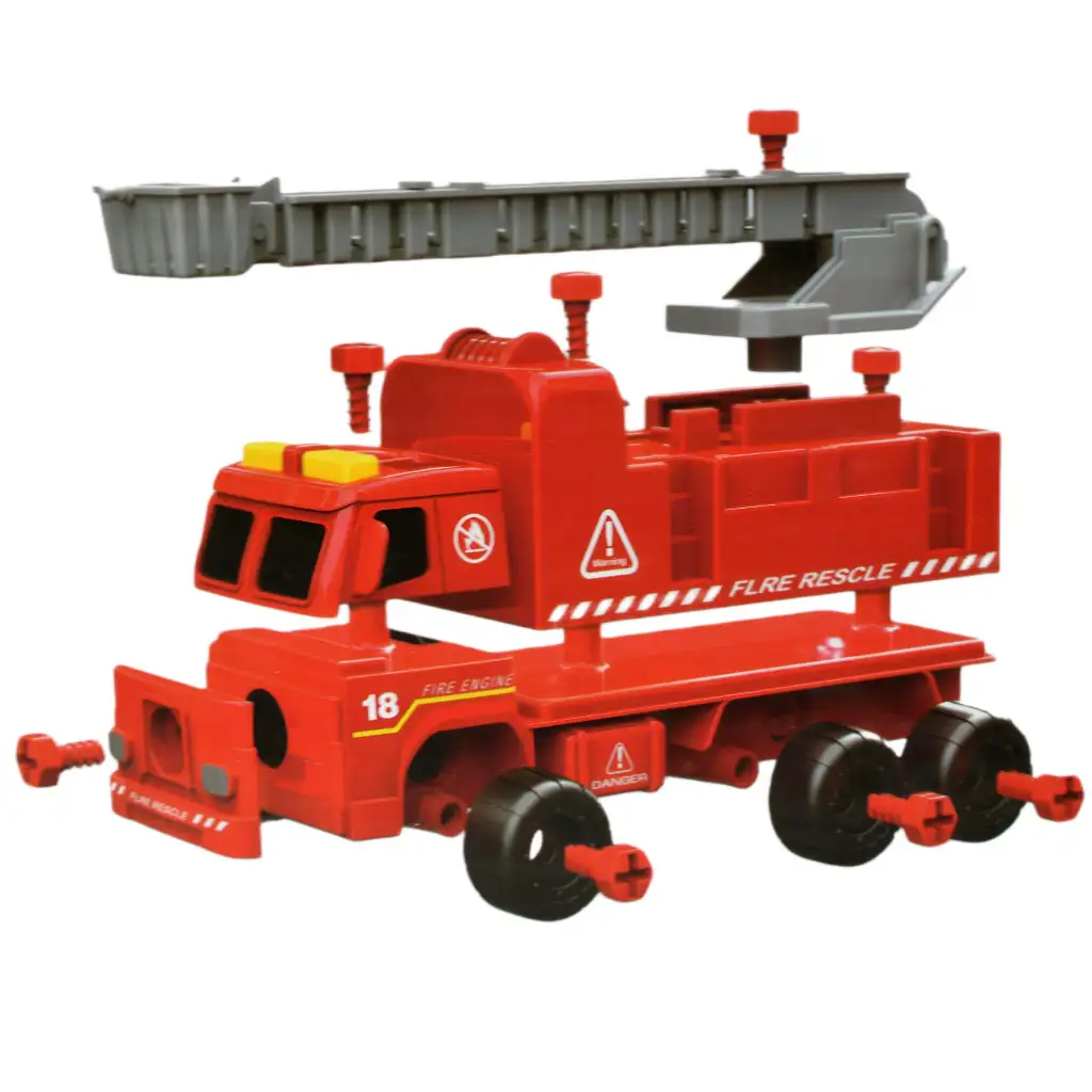 Fire Engine: Darus szétszerelhető tűzoltóautó szerszámokkal és hanggal 20cm kép 7