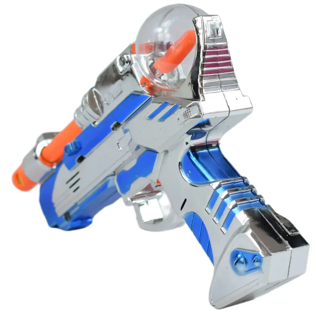 Space Warrior: Elektromos krómszínű űrfegyver fénnyel és hanggal 24cm kép 2