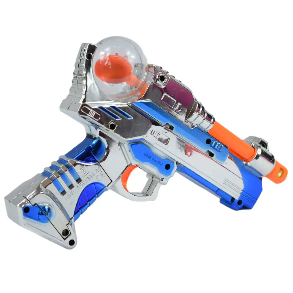 Space Warrior: Elektromos krómszínű űrfegyver fénnyel és hanggal 24cm kép 3