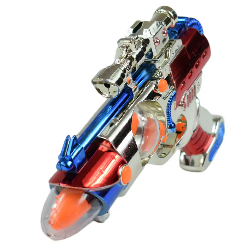 Space Warior: Elektromos króm színű űrfegyver fénnyel és hanggal 27cm kép 2