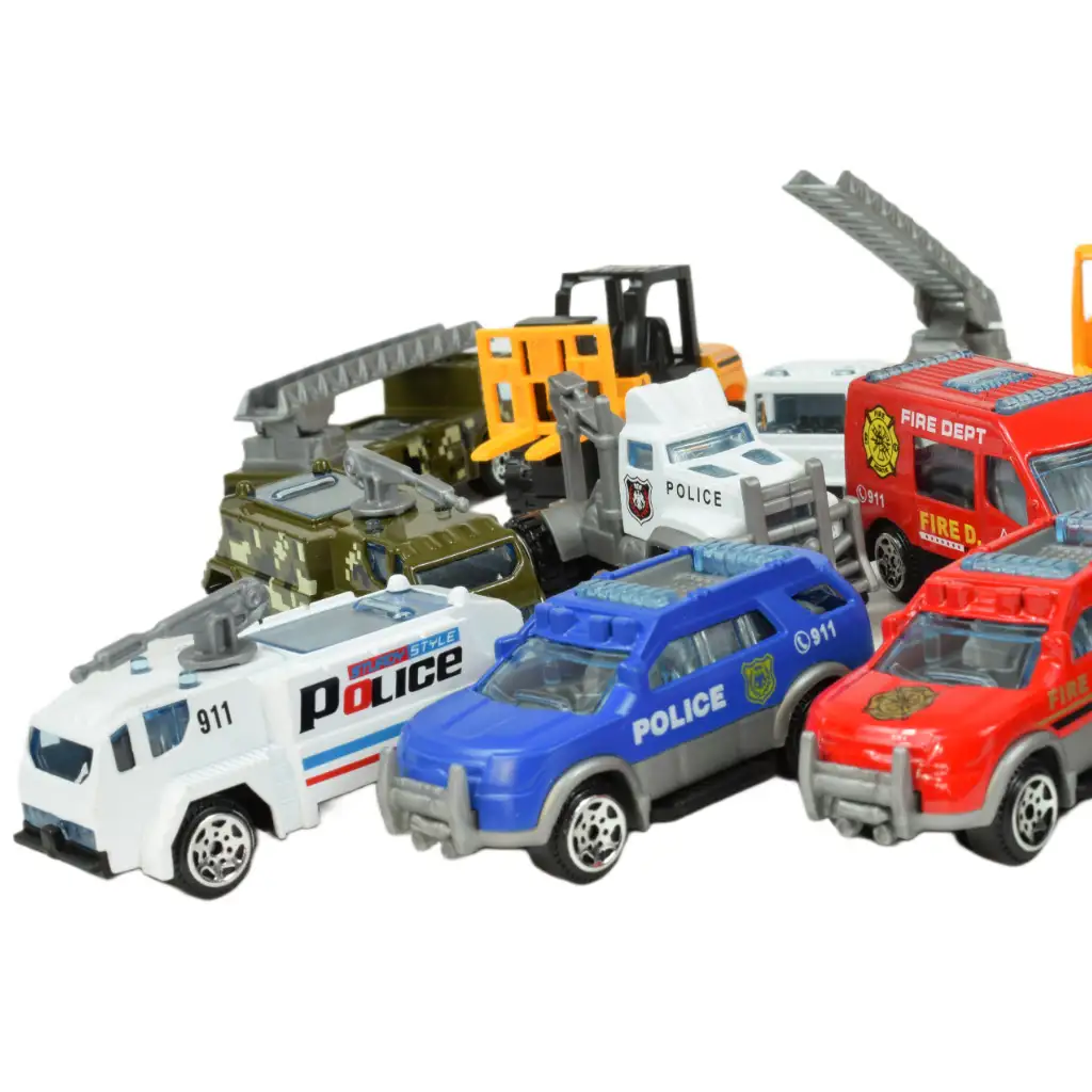 Car Model: Közszolgálati 16db-os mentő, tűzoltó, katonai és munkagép járműszett kép 9