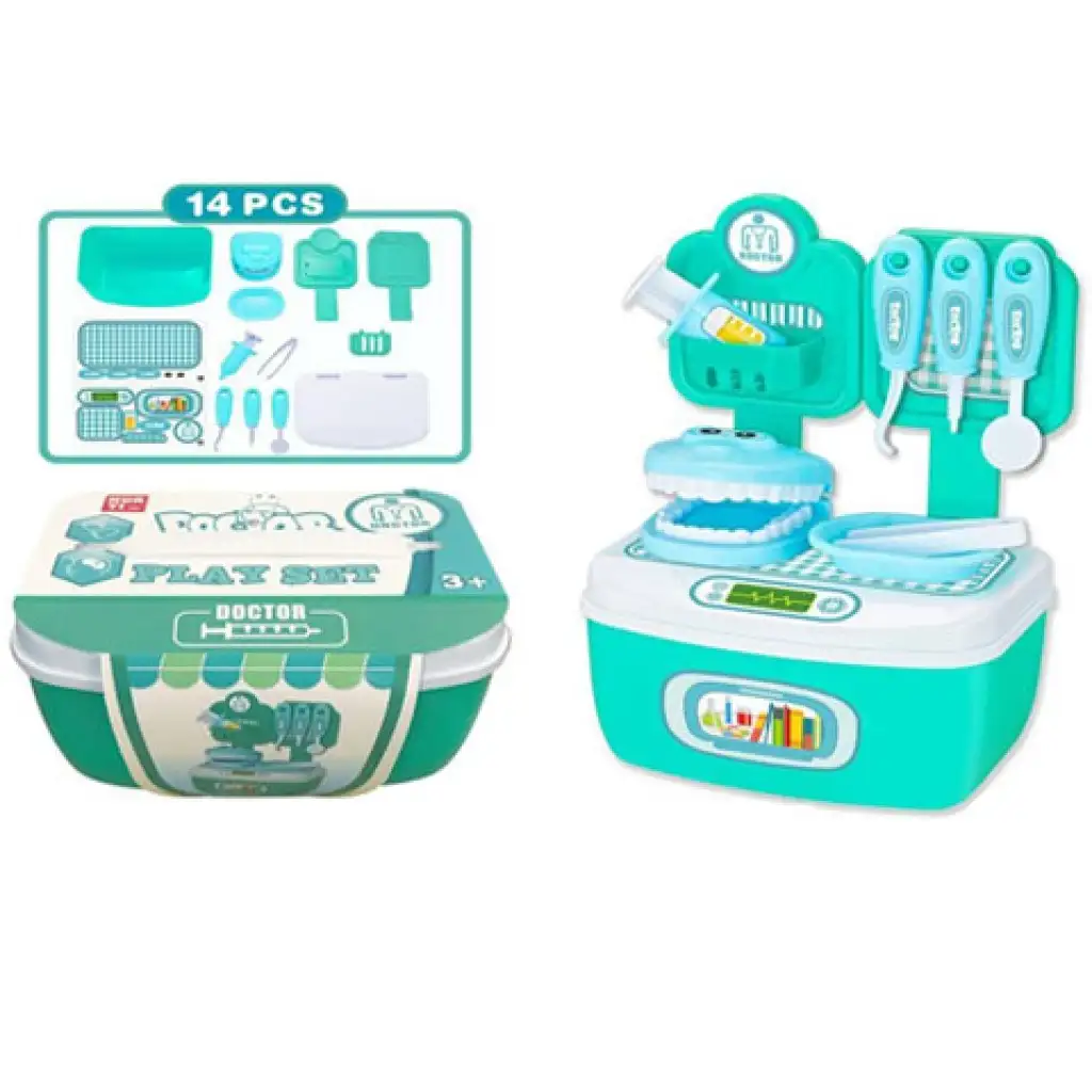 Fogorvosi játékszett tárolódobozban kiegészítőkkel 14 db-os