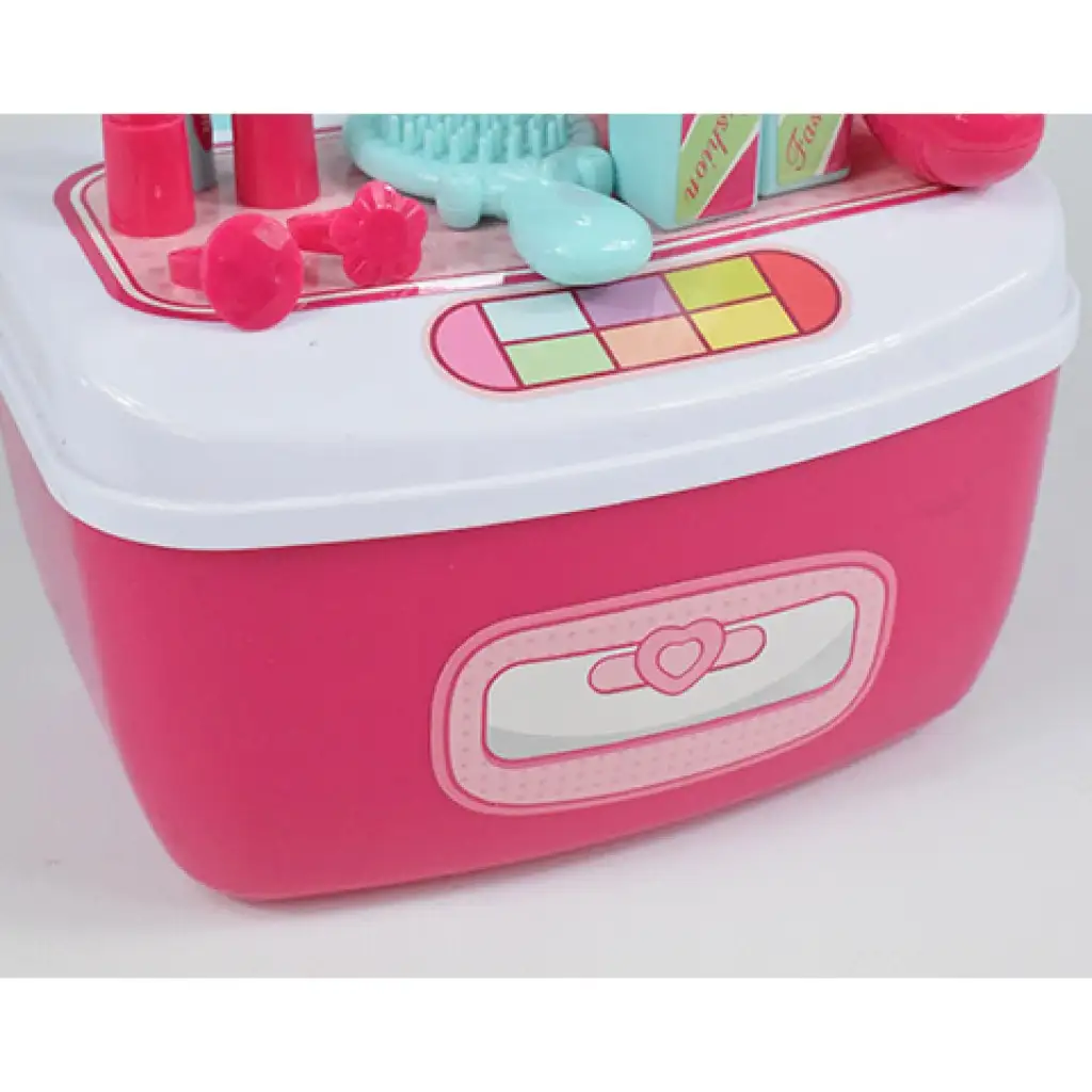 Szépség szett tükrös fésülködő asztalkával és sminkekkel tárolódobozban kép 4