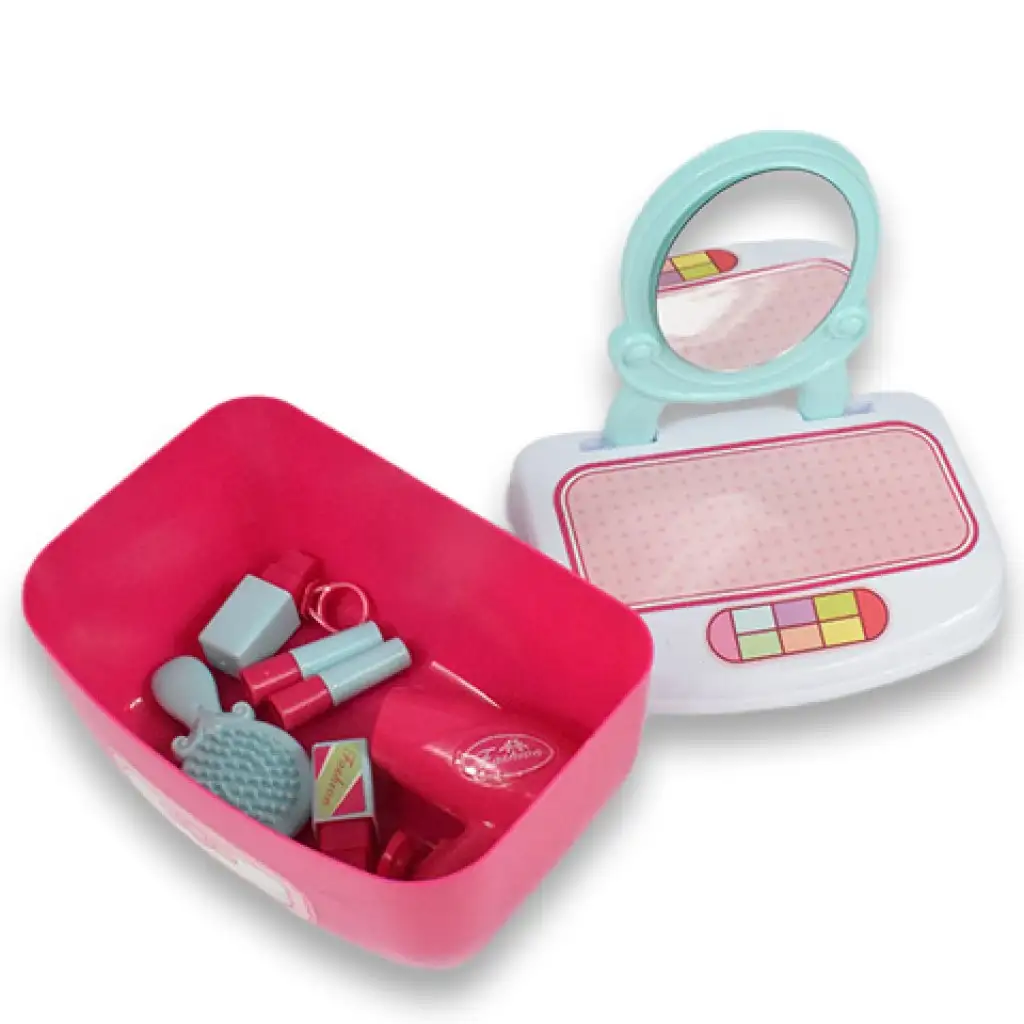 Szépség szett tükrös fésülködő asztalkával és sminkekkel tárolódobozban kép 8