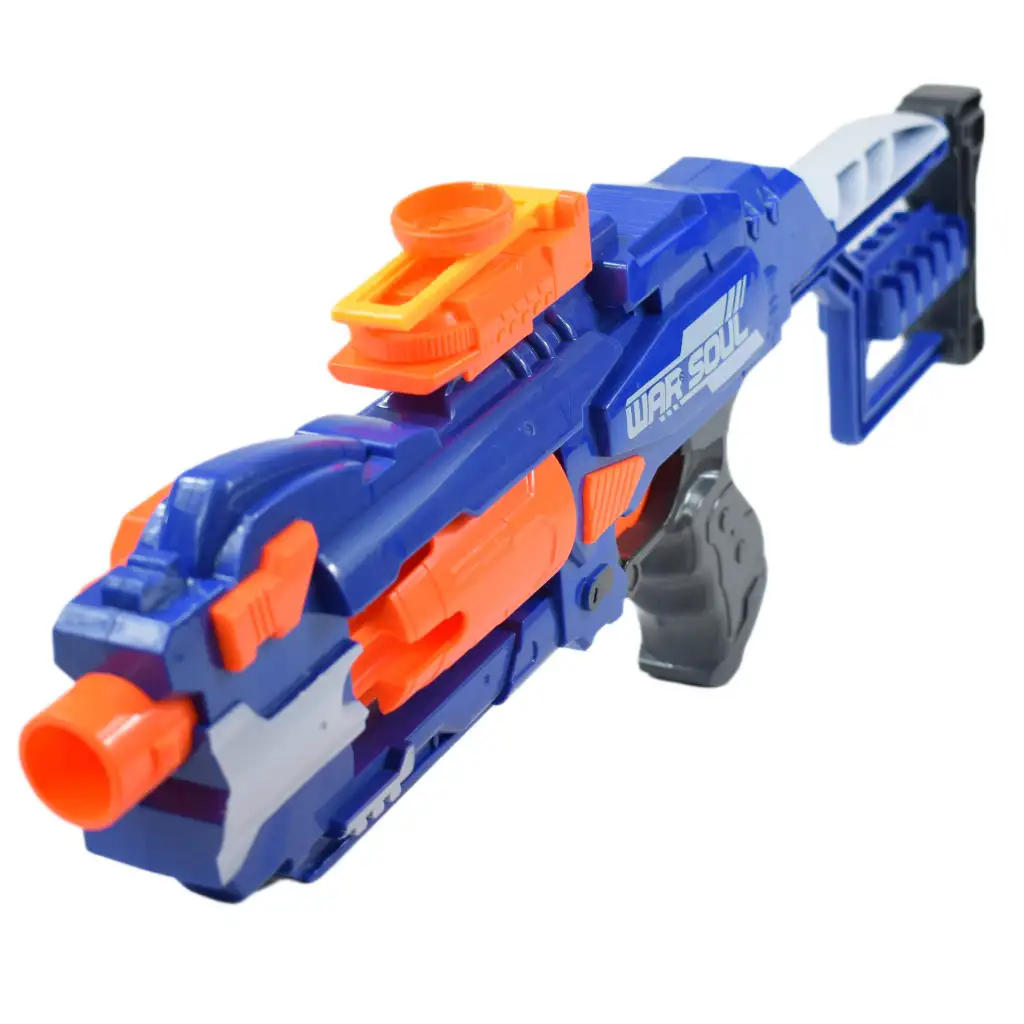 Soft Bullet Gun: Elektromos forgótáras szivacslövő gépfegyver töltényekkel 55cm kép 2