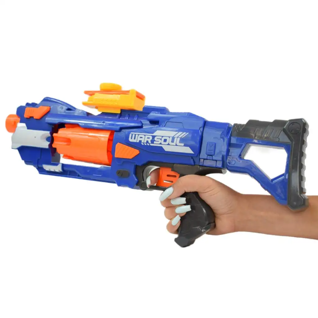 Soft Bullet Gun: Forgótáras manuális szivacslövő fegyver töltényekkel 44cm kép 6