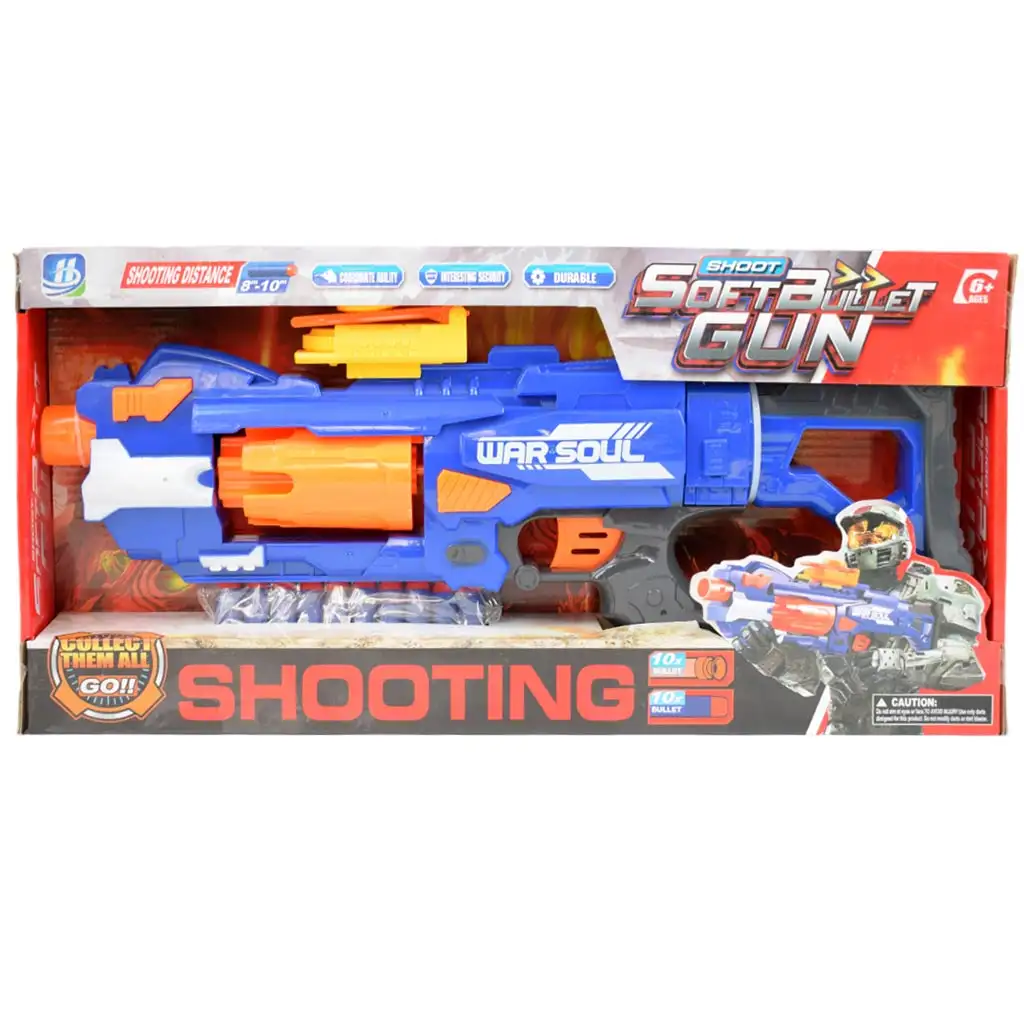 Soft Bullet Gun: Forgótáras manuális szivacslövő fegyver töltényekkel 44cm kép 7