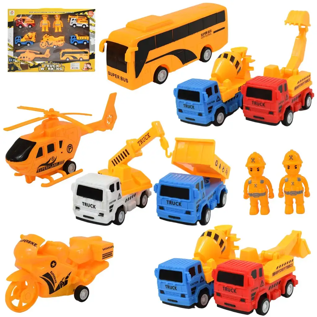 Truck Working: 7 db-os lendkerekes építőipari játékszett autókkal, járművekkel és kiegészítővel