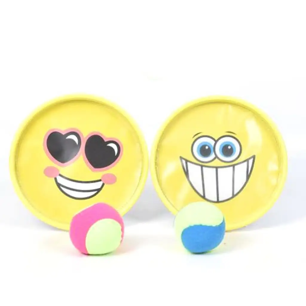 Smiley mintás sárga catch ball ügyességi játék szett