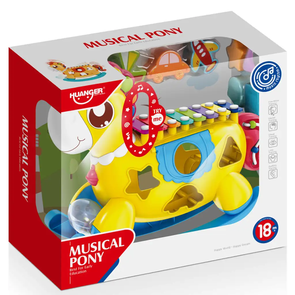 Music World: Készségfejlesztő formabedobós hintaló xilofonnal és fénnyel kép 3