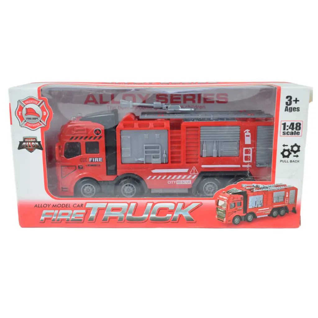 Fire Truck: Fém lendkerekes tűzoltósági kamion 20cm kép 6